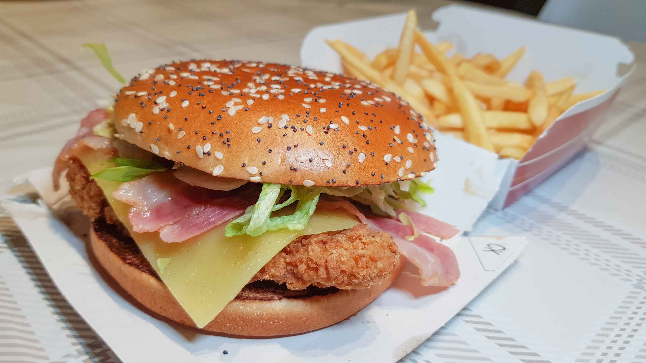 Homestyle Crispy Chicken burger with fries